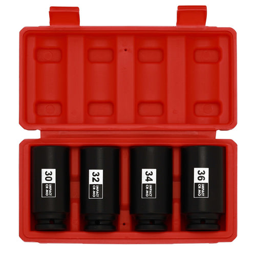 1/2 Drive Deep Spindle Axle Nut Impact Socket Set 30-36mm, 4 Piece – Caldrene