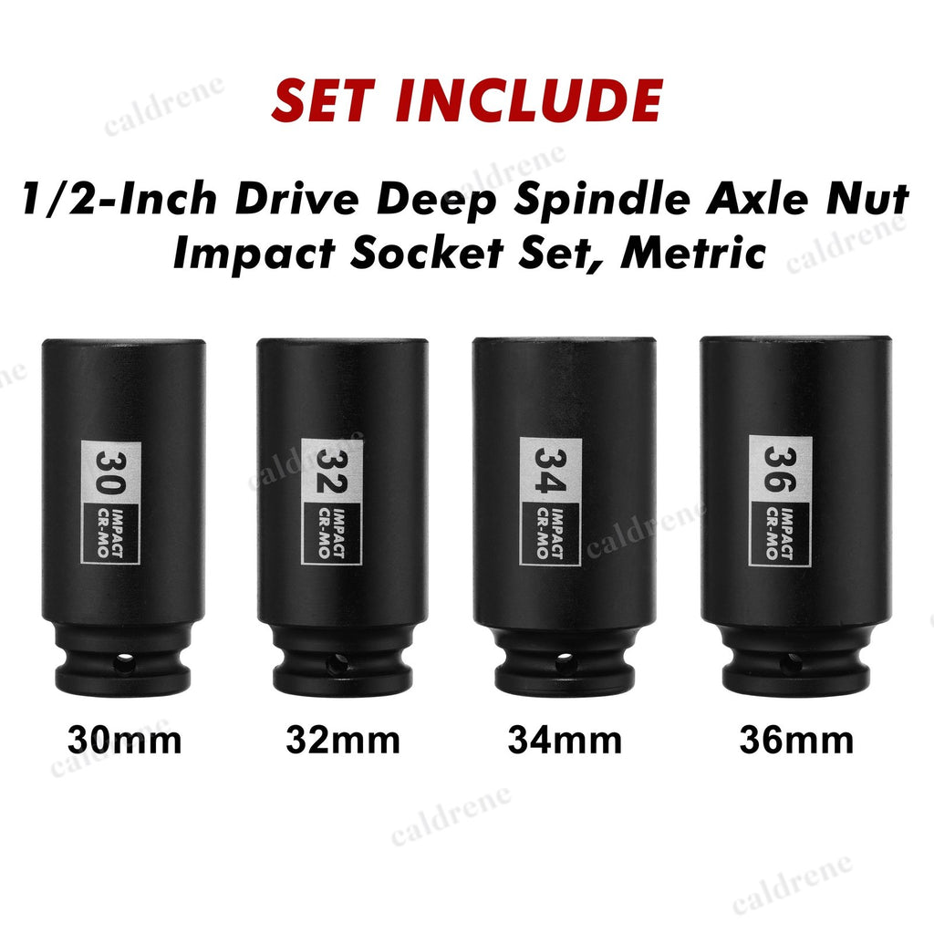 1/2 Drive Deep Spindle Axle Nut Impact Socket Set 30-36mm, 4 Piece – view 3