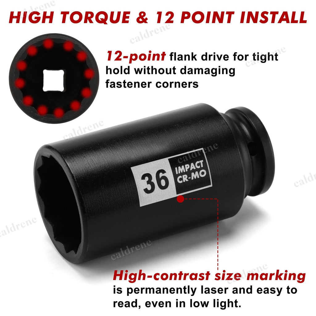 1/2 Drive Deep Spindle Axle Nut Impact Socket Set 30-36mm, 4 Piece – view 4