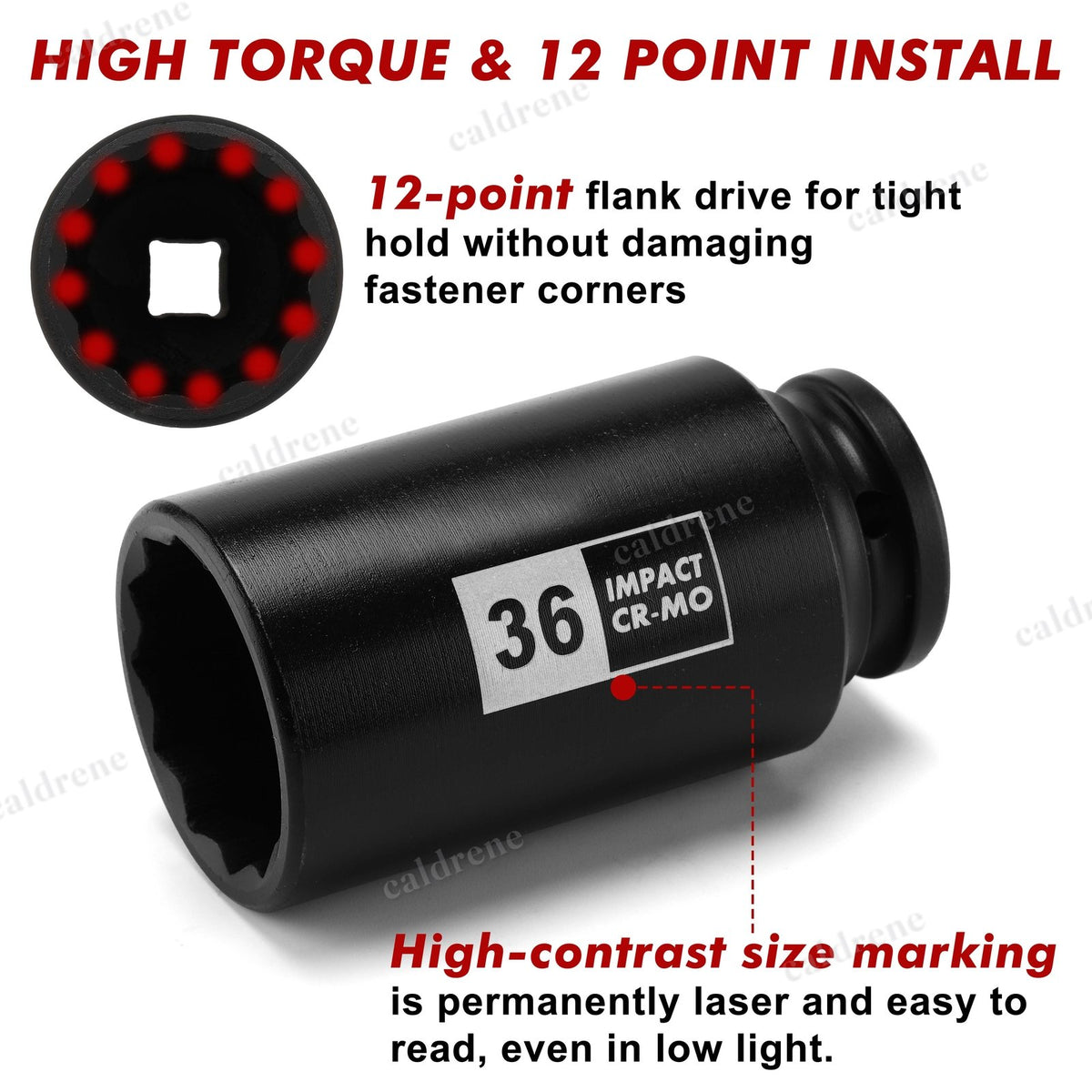 1/2 Drive Deep Spindle Axle Nut Impact Socket Set 30-36mm, 4 Piece – view 4