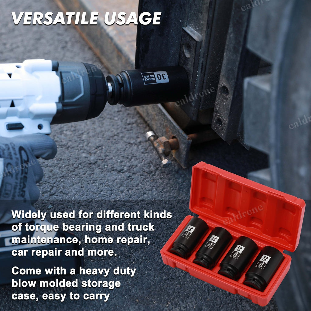 1/2 Drive Deep Spindle Axle Nut Impact Socket Set 30-36mm, 4 Piece – view 7