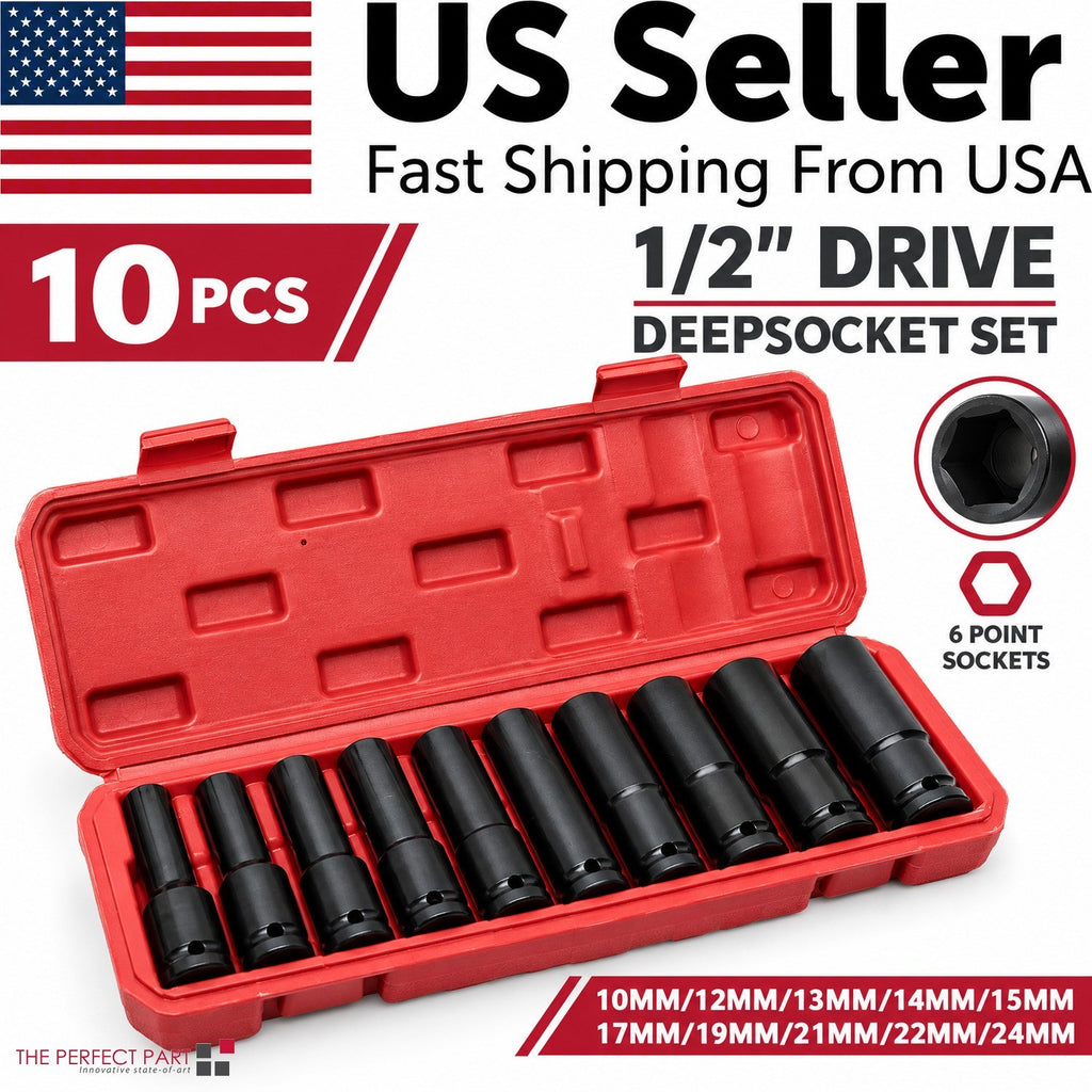 1/2 Inch Drive Deep Impact Socket Set, 10 Pieces – Caldrene