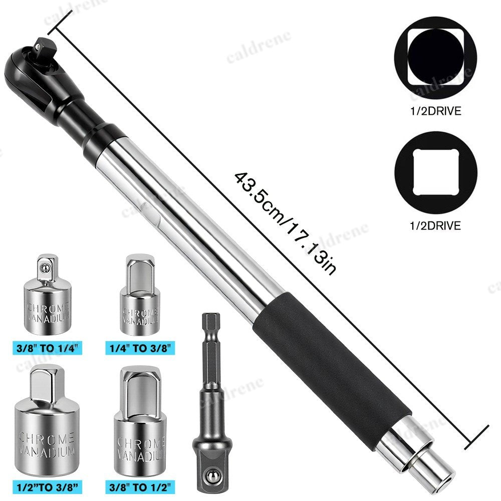 1/2 Inch Drive Offset Extension Wrench with 4 Adapters – view 2