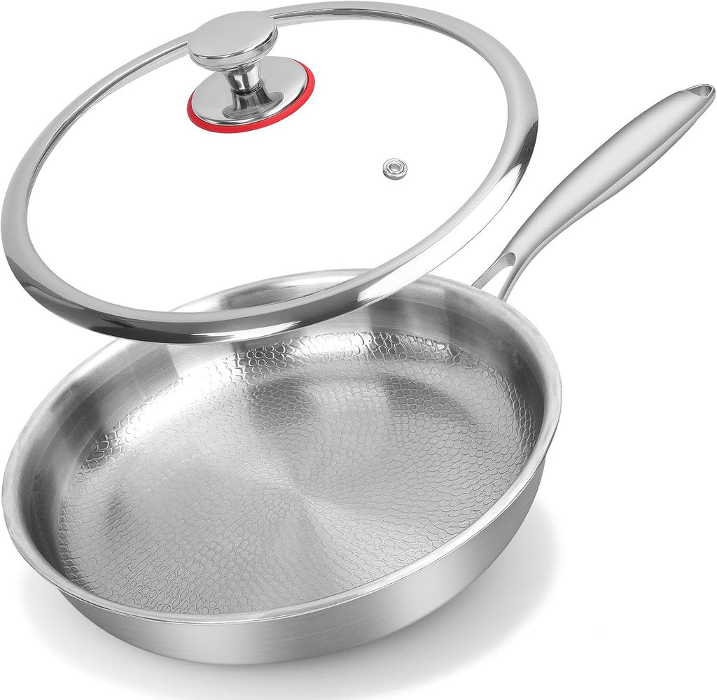 10.2 Inch Hammered Titanium Frying Pan with Lid