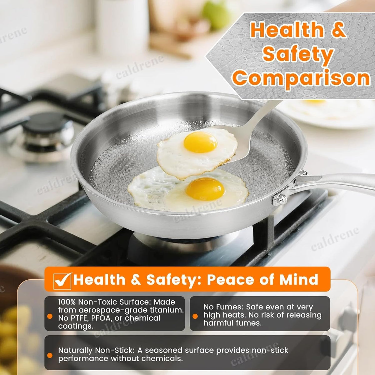 10.2 Inch Hammered Titanium Frying Pan with Lid – view 3