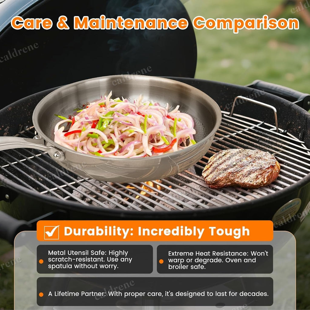 10.2 Inch Hammered Titanium Frying Pan with Lid – view 6