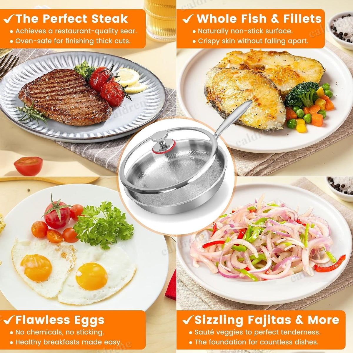 10.2 Inch Hammered Titanium Frying Pan with Lid – view 8