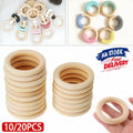 10/20x Baby Newborn Natural Round Wood Teething Ring Wooden Teether Toy DIY Gift