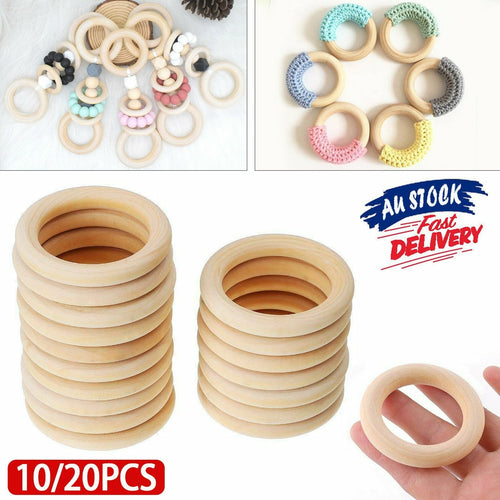10/20x Baby Newborn Natural Round Wood Teething Ring Wooden Teether Toy DIY Gift – Caldrene