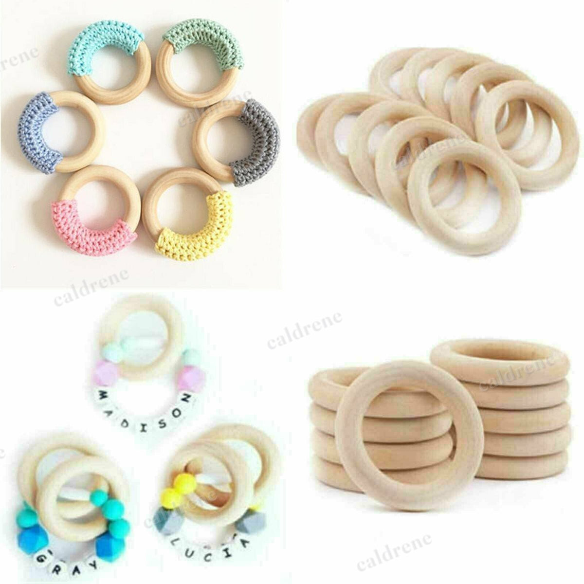 10/20x Baby Newborn Natural Round Wood Teething Ring Wooden Teether Toy DIY Gift – view 8
