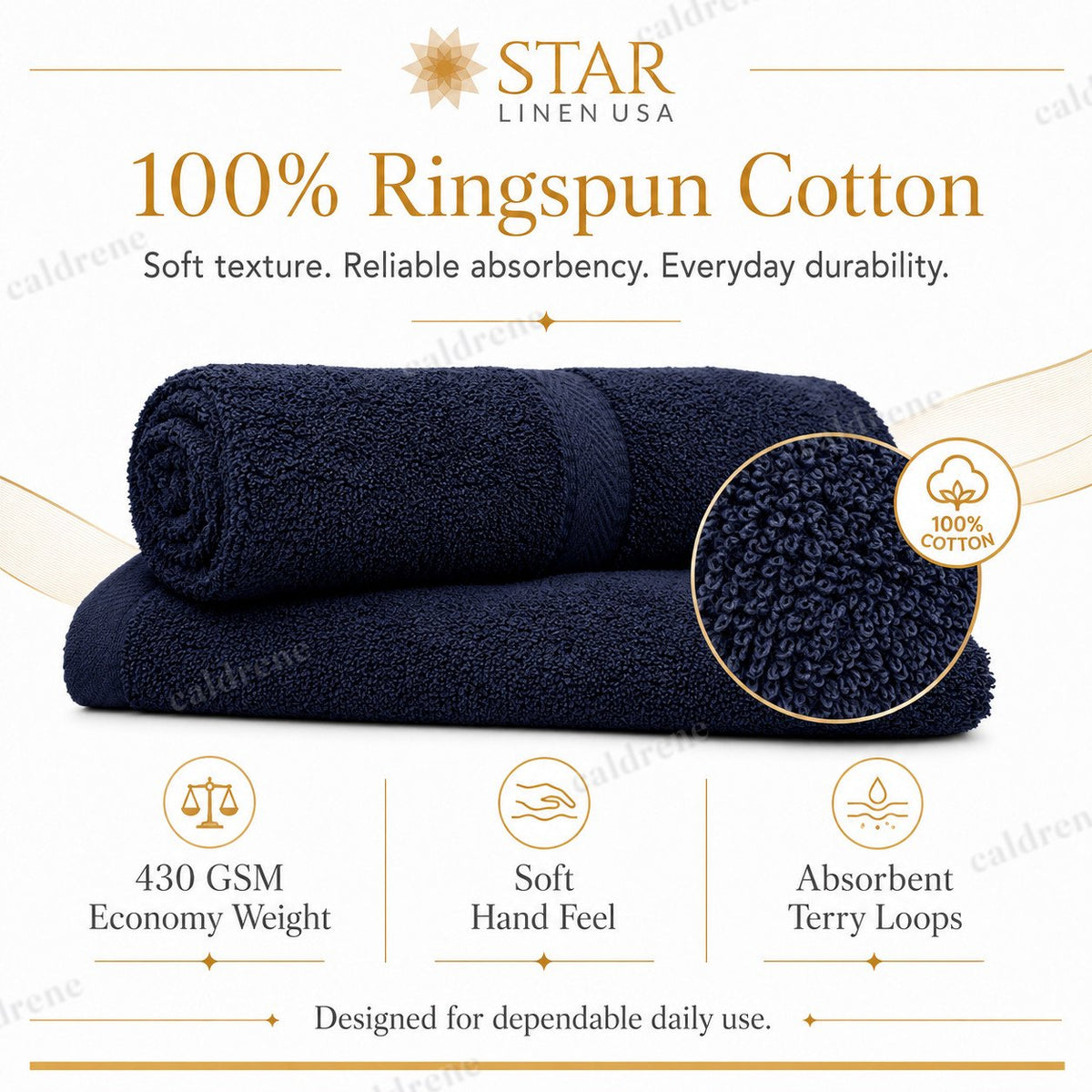 100% Cotton Bath Towels 27x54, 430 GSM – view 4