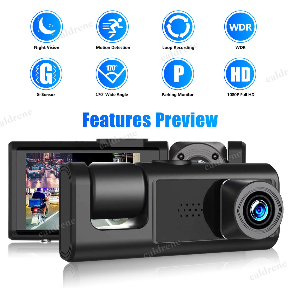 1080P Dual Lens Dash Cam Front Rear Inside Recorder G-Sensor – view 2