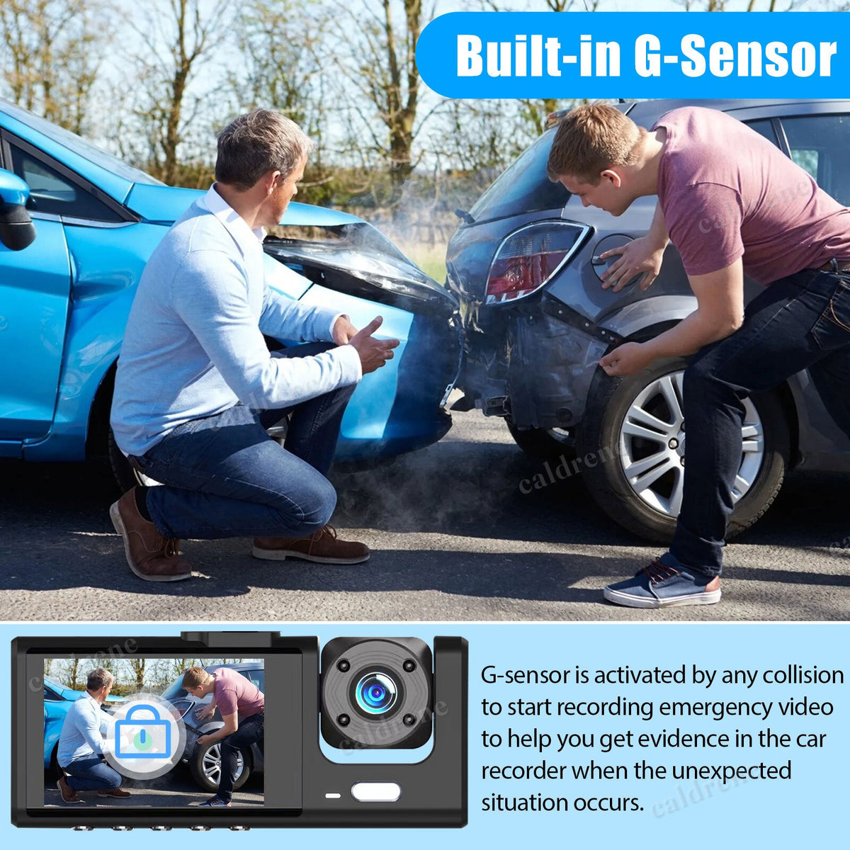 1080P Dual Lens Dash Cam Front Rear Inside Recorder G-Sensor – view 7