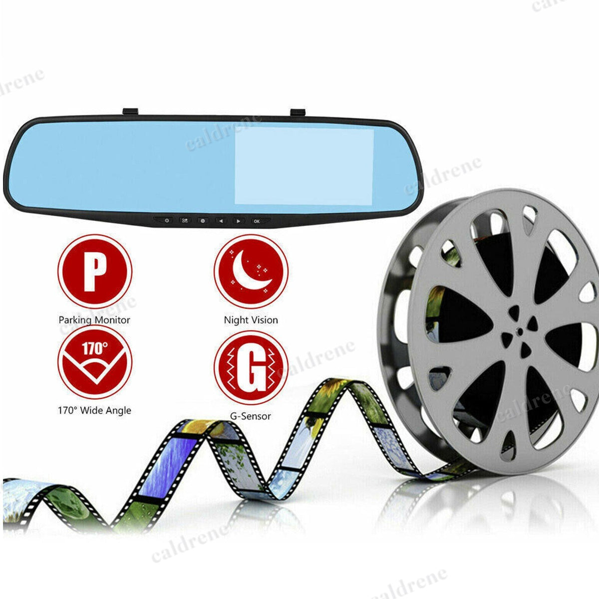 1080P Rearview Mirror Dual Dash Cam Front and Rear – view 2