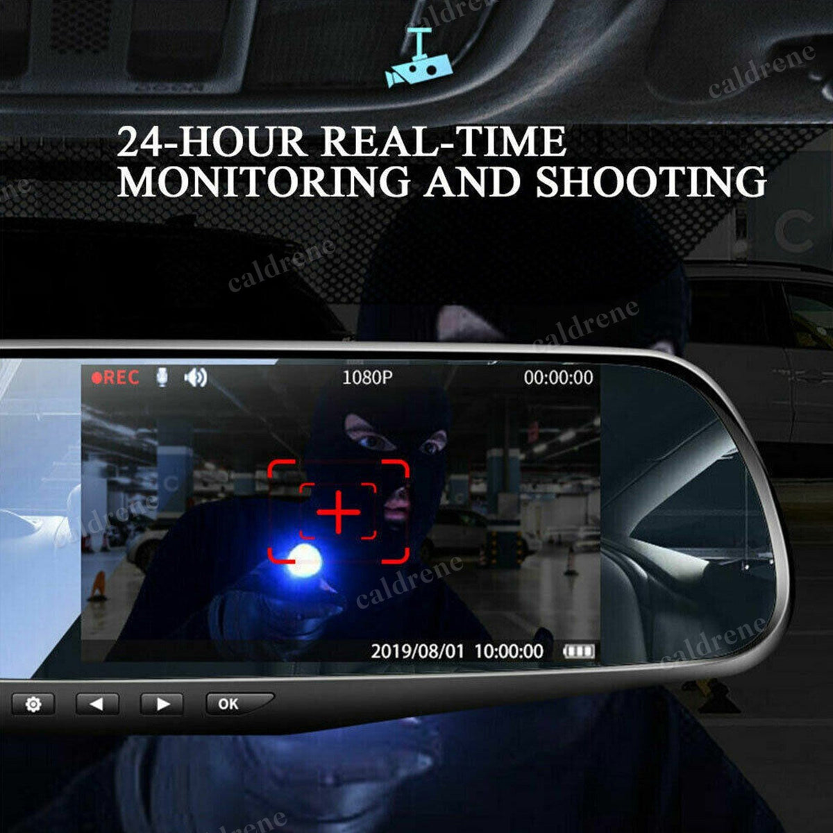 1080P Rearview Mirror Dual Dash Cam Front and Rear – view 3