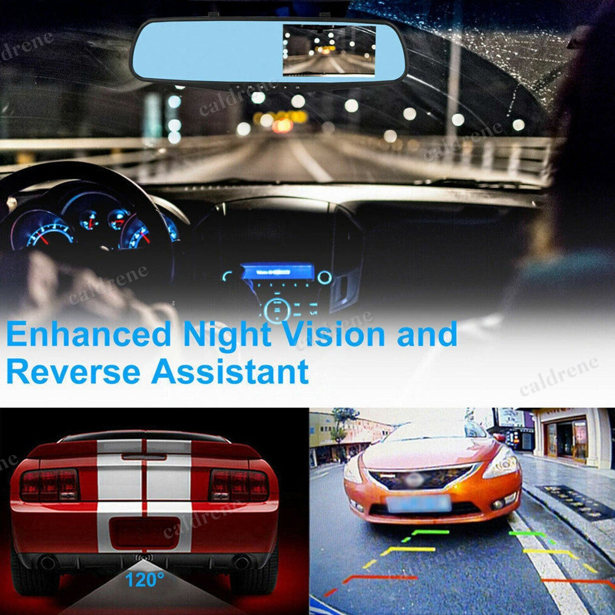 1080P Rearview Mirror Dual Dash Cam Front and Rear – view 7