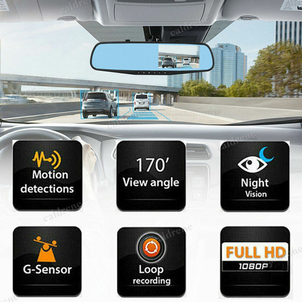 1080P Rearview Mirror Dual Dash Cam Front and Rear – view 9