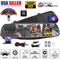 1080P Rearview Mirror Dual Dash Cam Front Rear Recorder