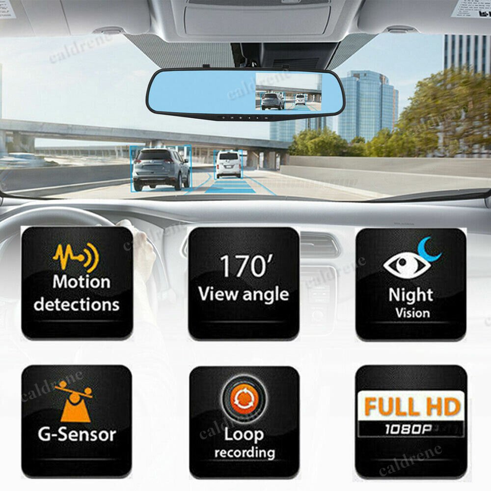 1080P Rearview Mirror Dual Dash Cam Front Rear Recorder – view 2