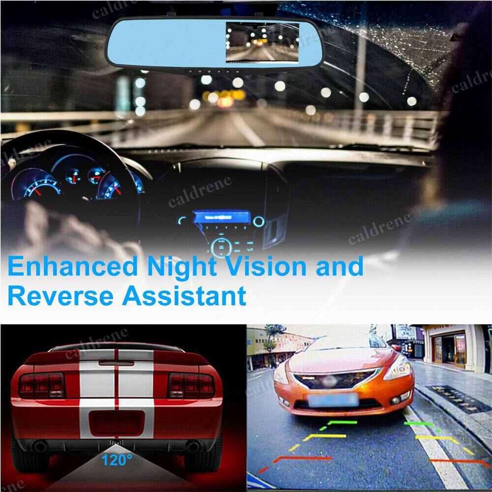 1080P Rearview Mirror Dual Dash Cam Front Rear Recorder – view 5