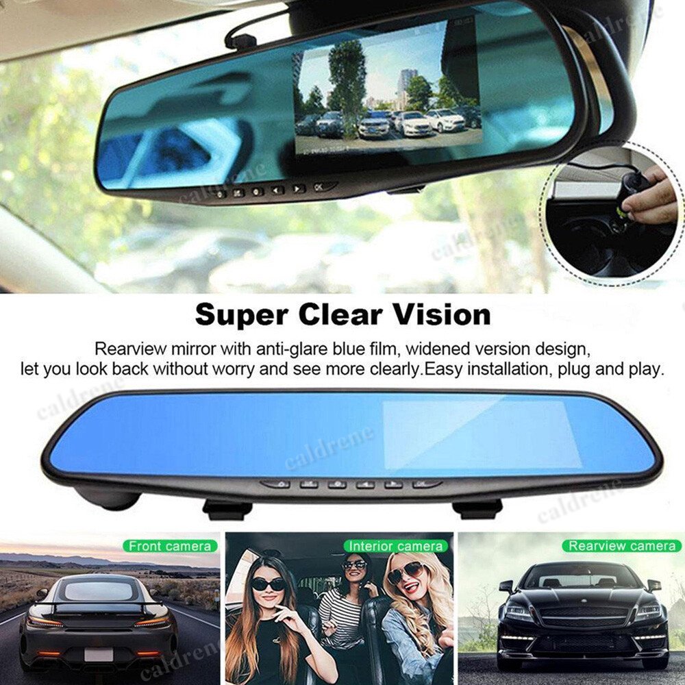 1080P Rearview Mirror Dual Dash Cam Front Rear Recorder – view 6