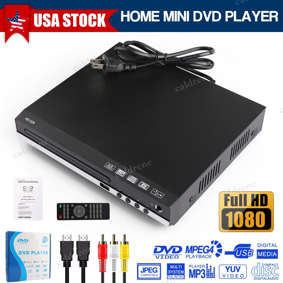 1080P Region Free DVD CD Player with HDMI, RCA and USB – view 2