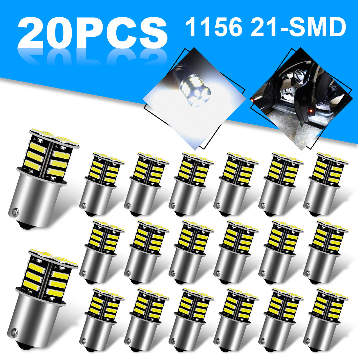 1156 1141 LED RV Camper Interior Light Bulbs Super White, 20 Pack