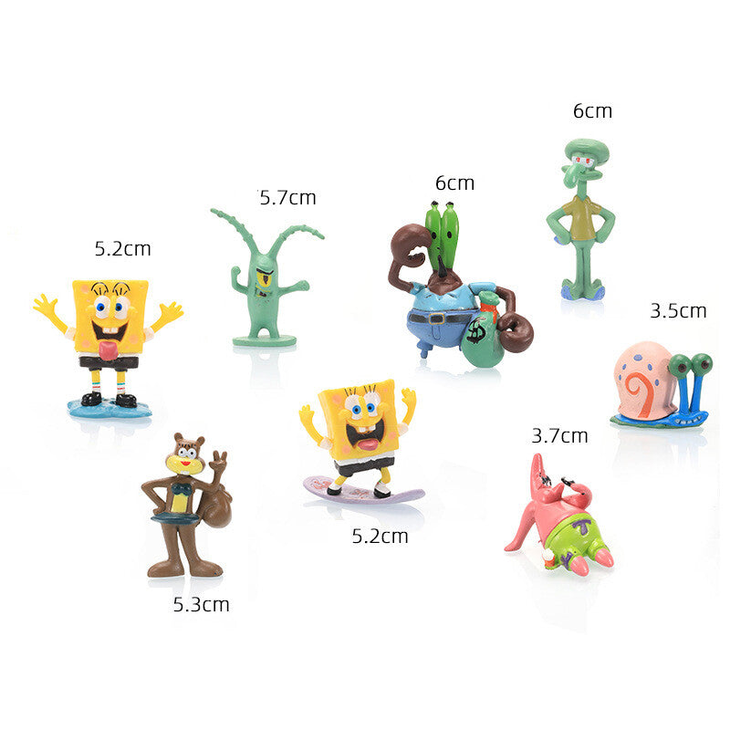 11PCS Fish Tank Ornaments Aquarium Decorations Fish Bowls SpongeBob Squarepant – 【8PCS】Different Characters