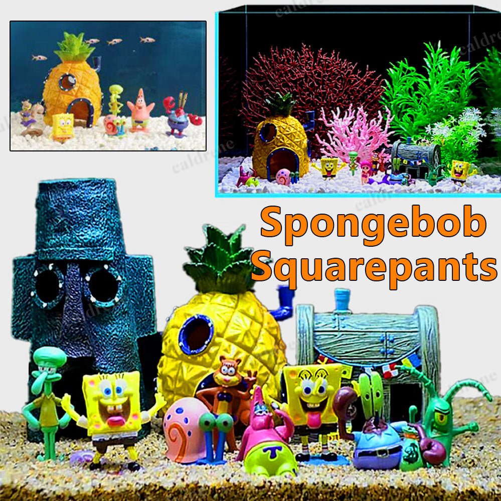 11PCS Fish Tank Ornaments Aquarium Decorations Fish Bowls SpongeBob Squarepant – view 2