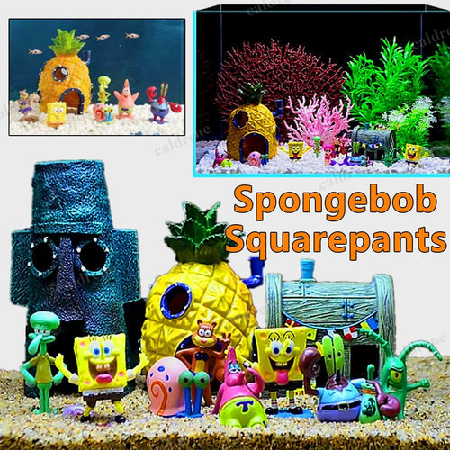 11PCS Fish Tank Ornaments Aquarium Decorations Fish Bowls SpongeBob Squarepant – view 2