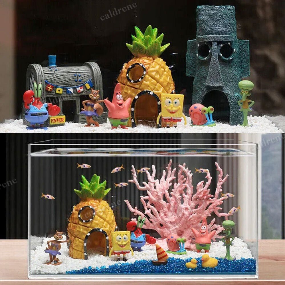 11PCS Fish Tank Ornaments Aquarium Decorations Fish Bowls SpongeBob Squarepant – view 3