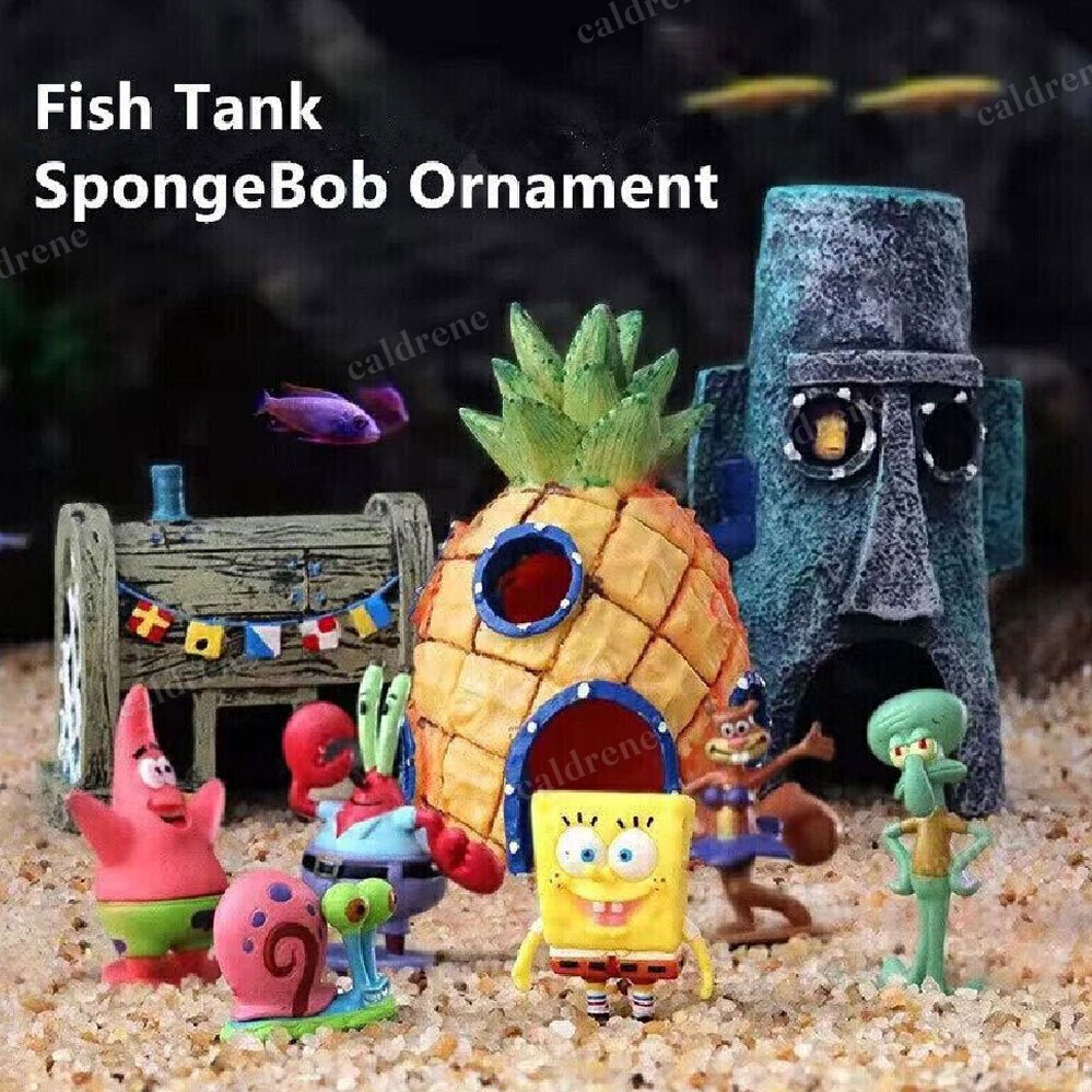 11PCS Fish Tank Ornaments Aquarium Decorations Fish Bowls SpongeBob Squarepant – view 4