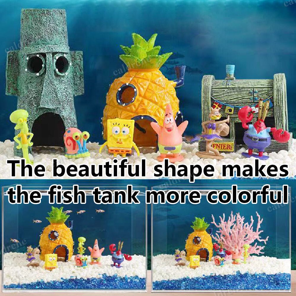 11PCS Fish Tank Ornaments Aquarium Decorations Fish Bowls SpongeBob Squarepant – view 5