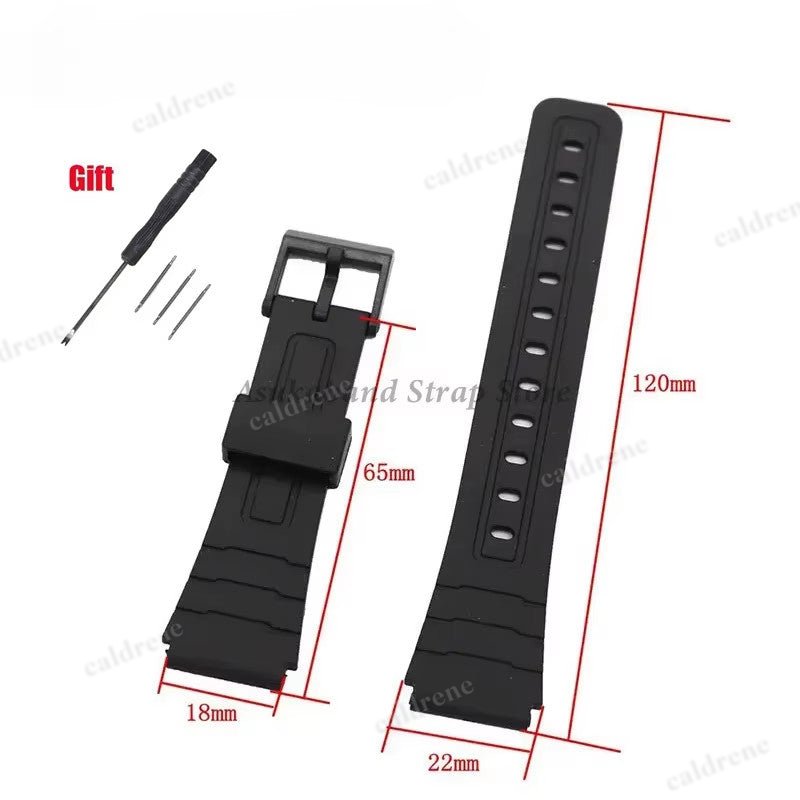 12/14/16/18/20/22Mm Silicone Rubber Strap for Casio W800H A158/168 AE1200/1300 F – view 2