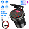 12-24V 3 Port USB-C Fast Car Charger Socket for Boat RV