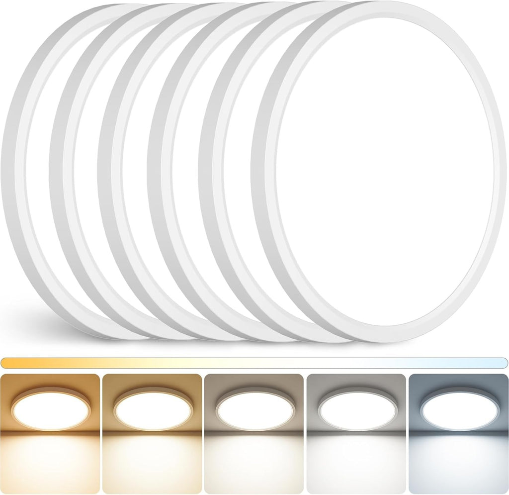 12 Inch 5CCT Dimmable LED Flush Mount Ceiling Lights, 6 Pack