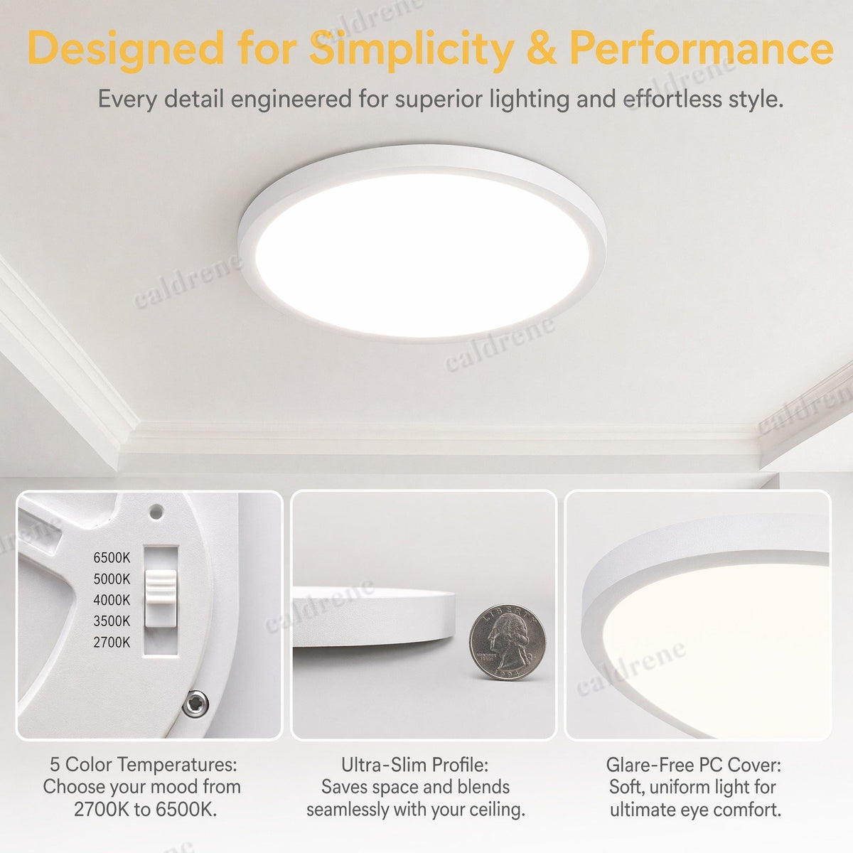 12 Inch 5CCT Dimmable LED Flush Mount Ceiling Lights, 6 Pack – view 4