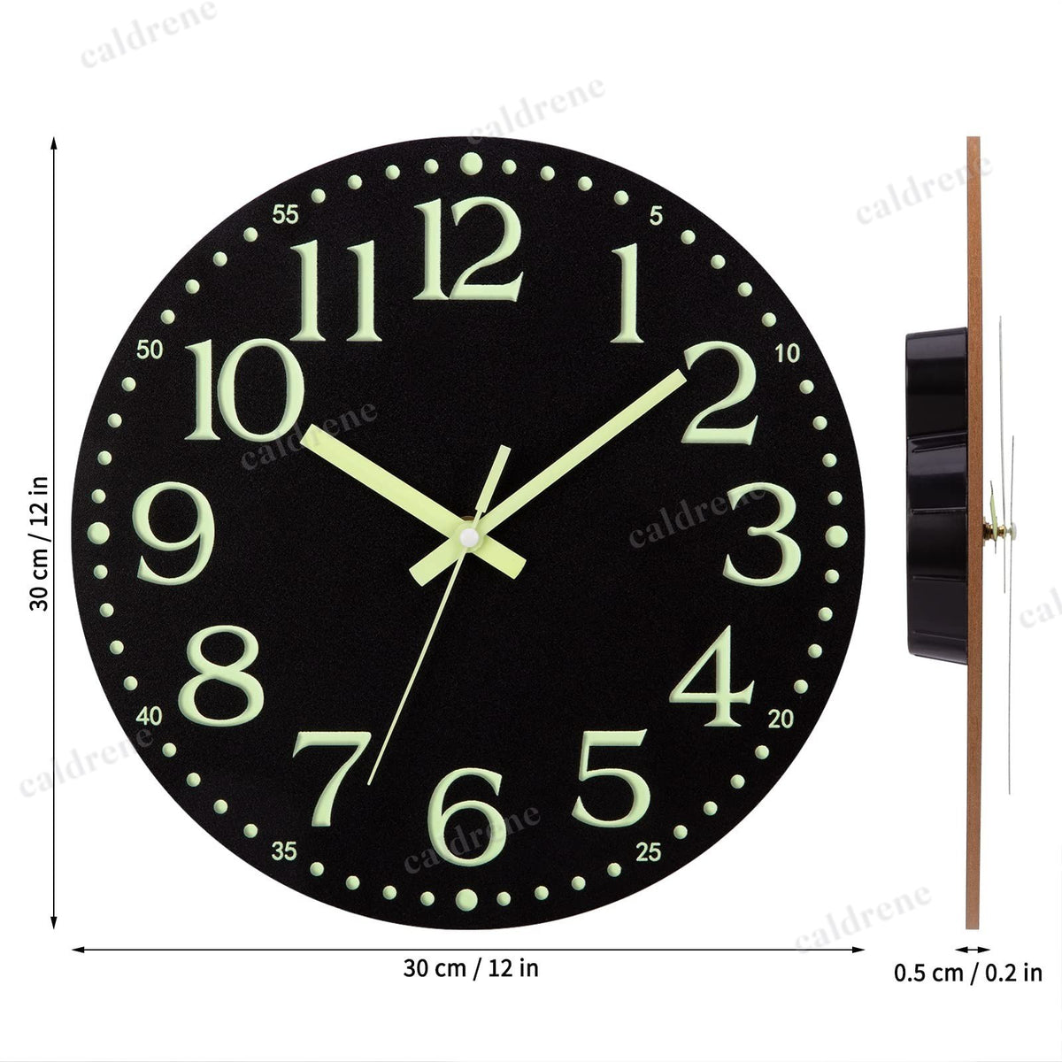 12-Inch Luminous Silent Wall Clock, Glow in the Dark – view 3