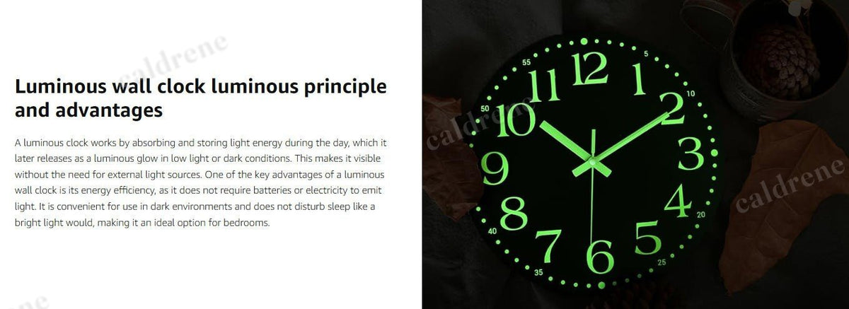 12-Inch Luminous Silent Wall Clock, Glow in the Dark – view 9