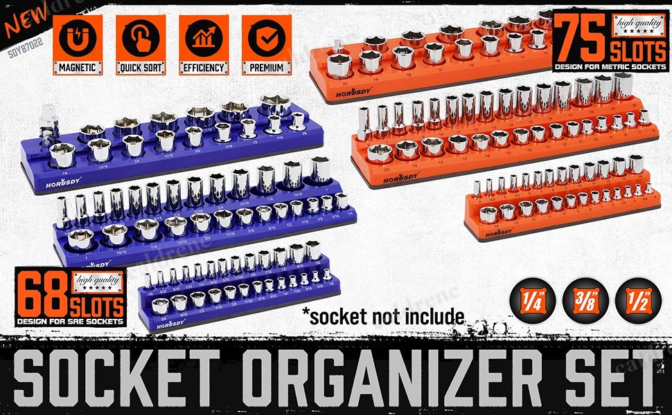 12 Piece Magnetic Socket Organizer Holder, SAE and Metric – view 2