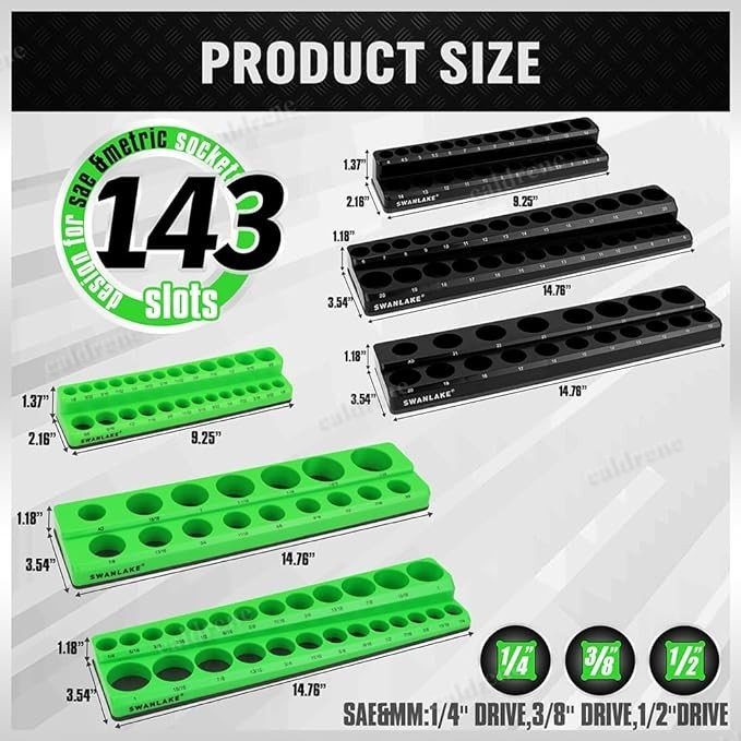 12 Piece Magnetic Socket Organizer Holder, SAE and Metric – view 3