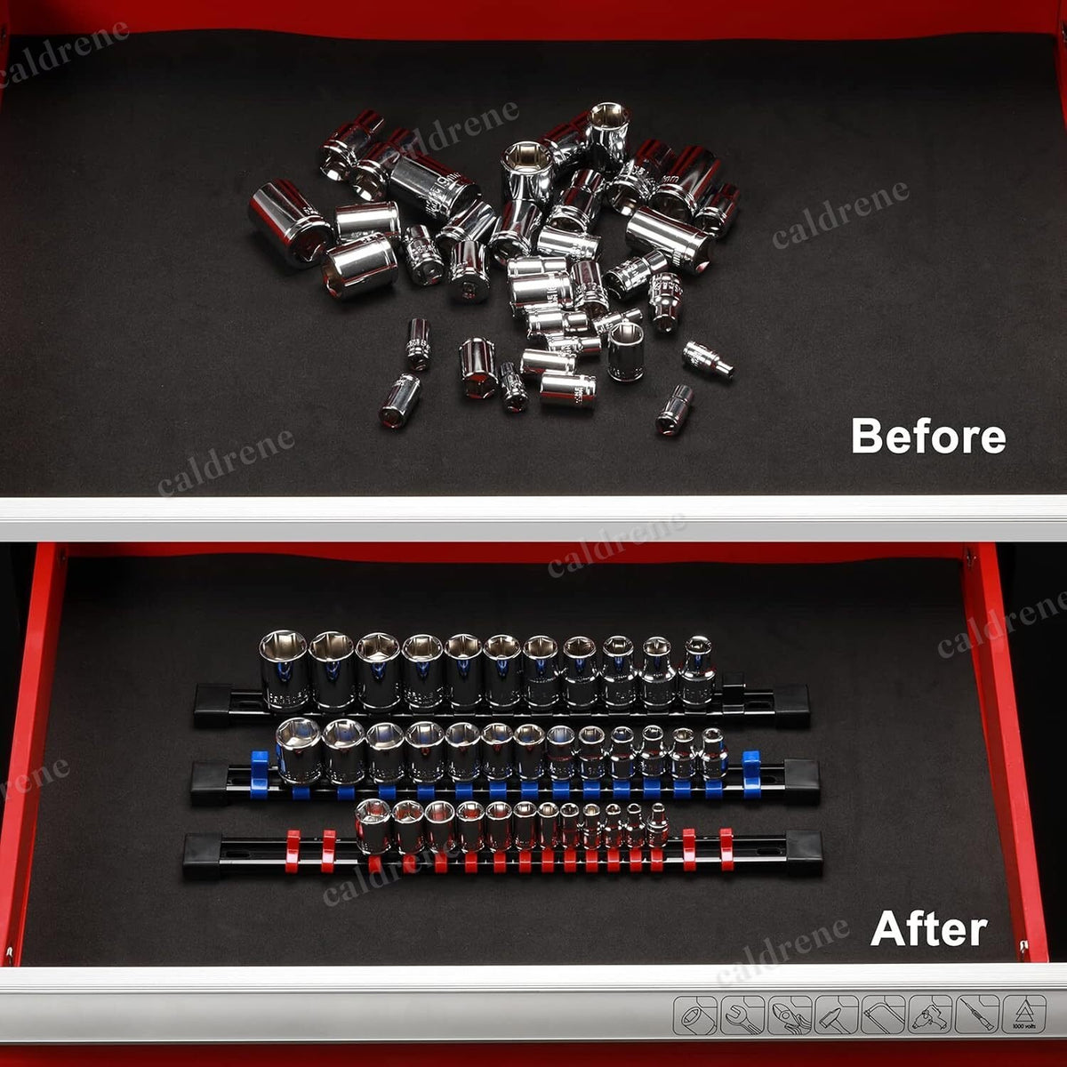 12 Piece Portable Socket Organizer Rail Set, 1/4 3/8 1/2 – view 5