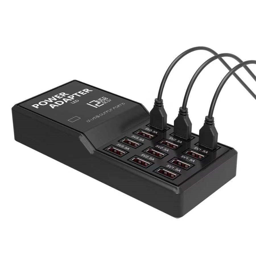12 Port USB Charging Station Hub Desktop Organizer