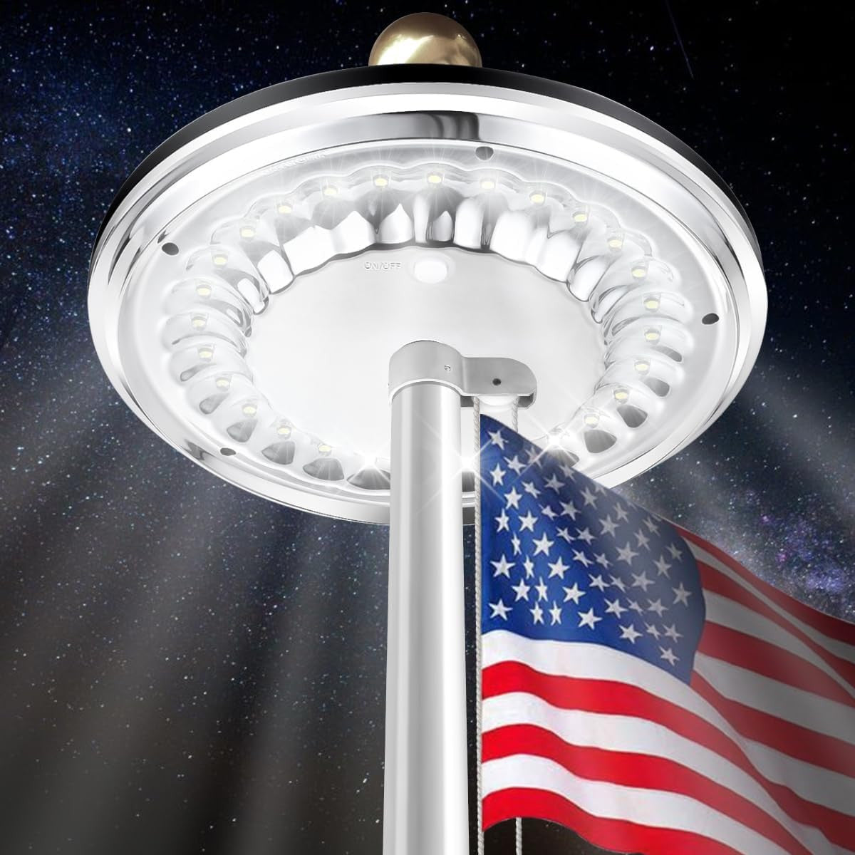 1200 Lumen Solar Flag Pole Light, Waterproof