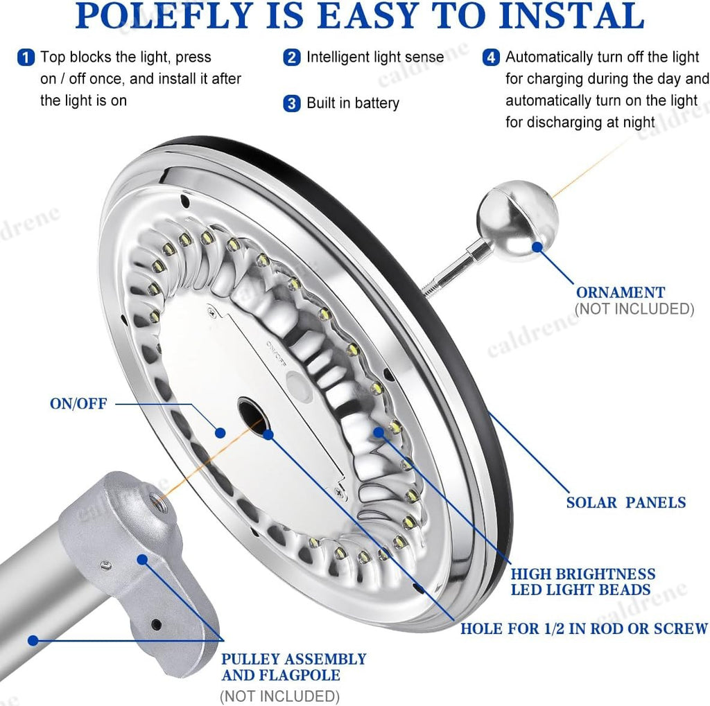 1200 Lumen Solar Flag Pole Light, Waterproof – view 6