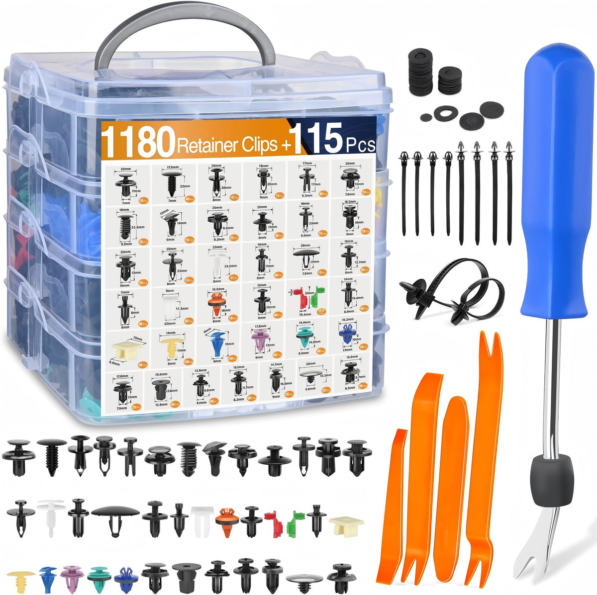 1295-Piece Car Body Trim Clips and Push Rivet Fastener Kit