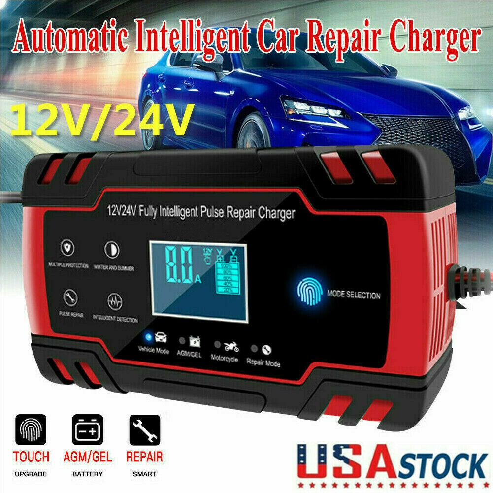 12V 24V Smart Automatic Car Battery Charger with Pulse Repair