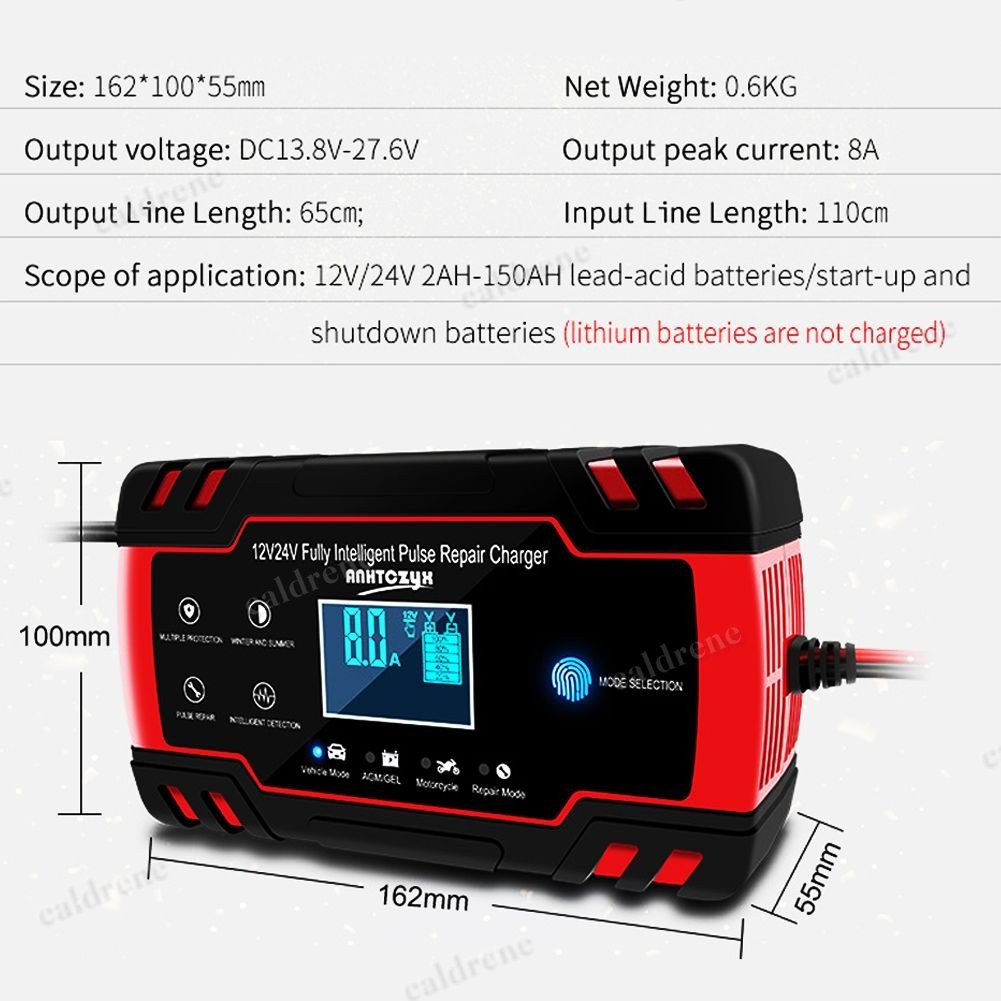 12V 24V Smart Automatic Car Battery Charger with Pulse Repair – view 3