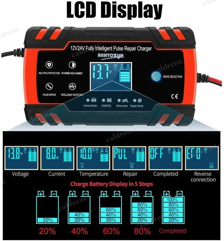 12V 24V Smart Automatic Car Battery Charger with Pulse Repair – view 4