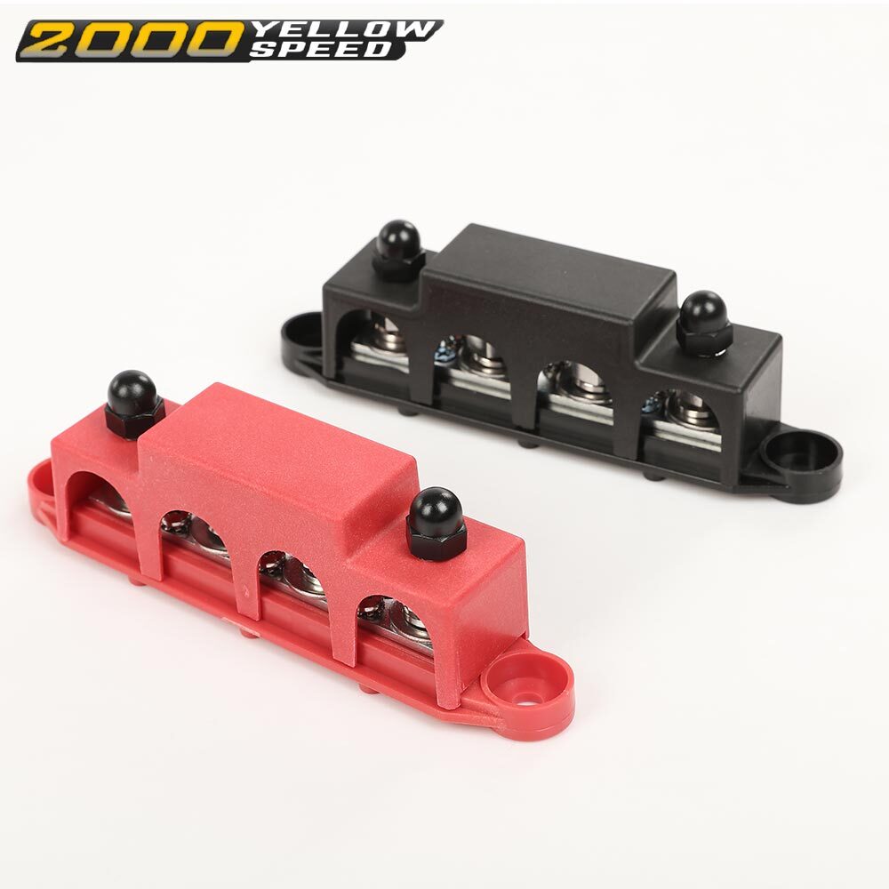 12V 250A Power Distribution Block Bus Bar with Cover, 2 Pack